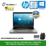 (Premium Refurbished Notebook) HP Elitebook 840 G3 Laptop / 14" inch Display / Intel Core i7-6th Gen / 120GB SSD / 4GB DDR4 Ram / WiFi / Webcam / Windows 10