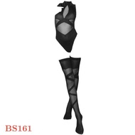 BS161 - Bodystocking Half Body Black Transparent Stocking
