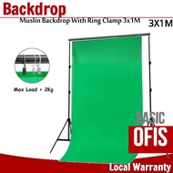 3Mx1M Muslin Photo Background Studio Screen Backdrop Cloth with Stand