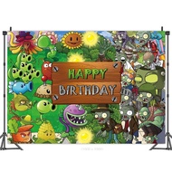 Game Plants vs Zombies Photography Background Cloth Party Decoration Supplies 5x3ft