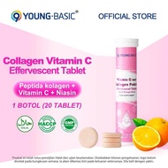 【Halal】9YOUNG-BASIC Collagen Vitamin C Effervescent Tablet, 20 tablets/bottle, Collagen Peptides +Vi