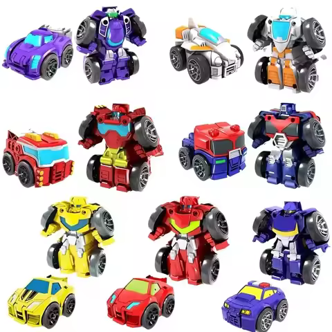 Cartoon Transformation Robot Deformed Mini Cars Robot Rescue Bots Car Creative Learning Diy Robot De