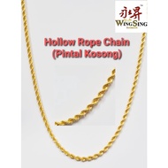 【Ready stock】❐♕﹊Wing Sing 916 Gold Rantai Leher Pintal Kosong Emas 916 / Hollow Rope Chain