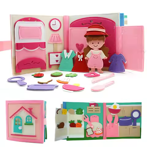 Montessori Quite Book Toys Preschool Activity Book Daily Life Skills Busy Book Autism Sensory Cloth 