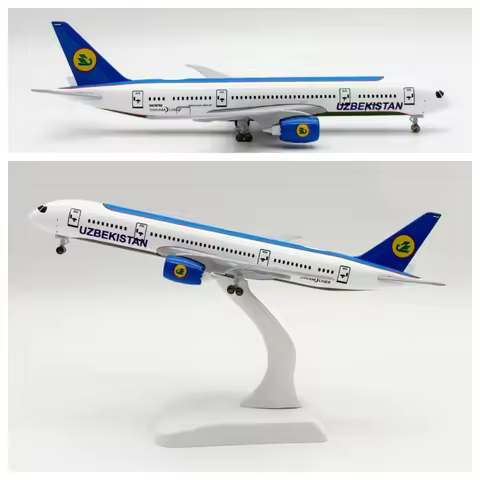 20CM Alloy airplane Model Uzbekistan Airways B787 Replica Simulation aircraft Children educational t