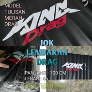 SARUNG JOK MOTOR LEMBARAN MODEL DRAG TULISAN MERAH UKURAN 46 x 100 CM  SABLON KULIT  LEBAR 46CM PANJ