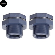 TD】3/4 Inch PVC Bulkhead Water Tank Connector Barbed Tubing for Thru-Bulk Pipe Fitting for Rain Barr