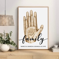Family Hands Wall Art Custom Names Fist Heart Poster Boho Canvas Painting Print Picture Nordic Baby Kids Room Bedroom Home Decor