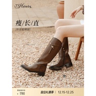 73hours Women's Shoes Soaked in Sunlight 2025 Winter New Style Merad Knight Boots Women's Slimmer Lo