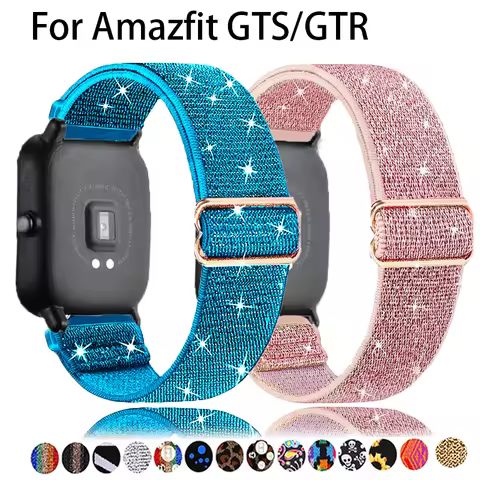 20/22mm watch strap For Amazfit GTS-GTR-4-3-2-2e-Mini-Pro-stratos 3 Adjustable Elastic Nylon Bracele