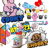 BT21 UV transfer crystal sticker logo cup lunch box phone case luggage decoration tear off film tran