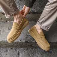 Peas Shoes Men Soft-Soled Retro Suede Shoes Men Casual Slip-On Loafers Trendy Shoes AX6H