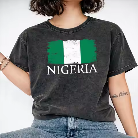 2026 Nigeria Country Flag Nigeria Country Tourist Nigeria Team Washed Shirts Apparel Harajuku T-Shir