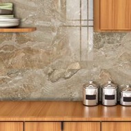 12pcs Brown Faux Marble Pattern Crystal Thickened Self-Adhesive Wall Stickers, Made Of PVC Material,