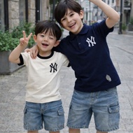 Kids Boys NY Outfit Set Shirt + Denim Shorts 3PCS Korean Style Casual Set 2-11 Years