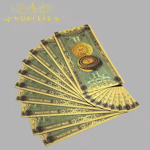 1-10pcs Nice Gifts For 1-100 Bitcoin and Dogecoin With Nice Frame in 24k Gold Foil For Collection