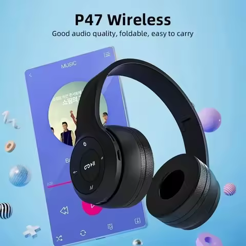 P47 Wireless bluetooth headphone With Mic Noise Cancelling Headsets Stereo Sound Earphones Sports Ga