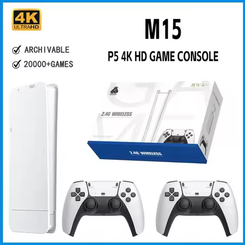 NEW M15 4K HD Game Console P5 2.4G Wireless Controllers 20+Simulators GB2 DDR3 256MB 128G 40000Games