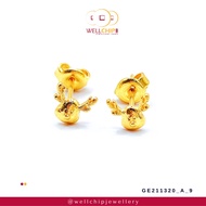 WELL CHIP Reindeer Studs Earrings - 916 Gold/Anting-anting Kancing Rusa Kutub - 916 Emas