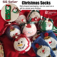 [SG SELLER] Cartoon Christmas Coral Velvet Socks Thickened Sleep Socks Transparent Ball Gift Set Chr