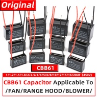 CBB61 1/1.2/1.5/1.8/2/2.5/3/4/5/6/8/10UF Ceiling fan, floor fan, air conditioning starter capacitor 
