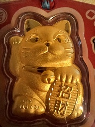 周大福招財貓吊飾999.9金
