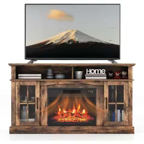 58 Inch TV Stand with 23 Inch Fireplace, Capable of Accommodating Up To 65 Inch TV Consoles