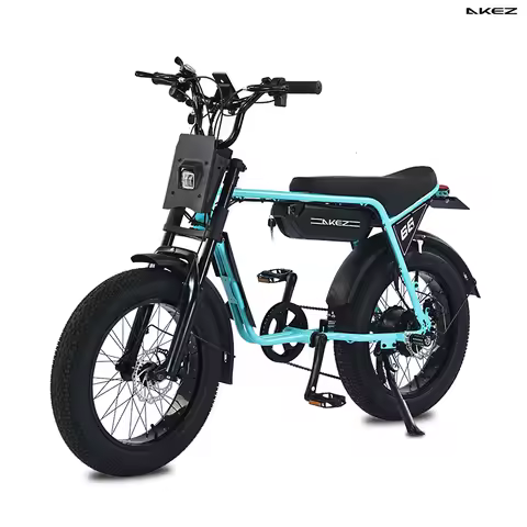 US Stock AKEZ 48V 750W Retro Style Electric Bike 13Ah Battery Powerful Off-Road Fat Tire E-Bike Adul