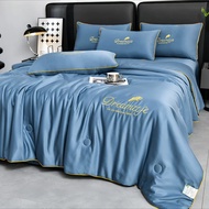 ส่งเร็ว ชุดนวมผ้าแพร ชุดเครื่องนอน (ปลอกหมอนx2+ผ้าปูx1+ผ้านวมx1) รุ่นผ้าแพร ผ้านุ่มลื่นเย็น ขนาด 6ฟุ
