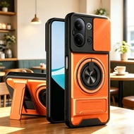 For Xiaomi POCO C65 C75 C85 Phone Case Camera Lens Sliding Window Holder Magnetic Ring Bracket Shock