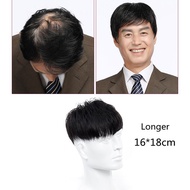 Lengthen 100% Wig Rambut Manusia Asli untuk Pria Wig Hitam Blok Wig Topper Rambut Palsu Klip Rambut Palsu Cocok untuk Memperbaiki Garis Rambut Combover 16Cm * 18Cm