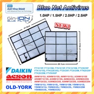 [1pcs] DAIKIN Aircond Filter Gin-ion Blue Filter 1.0HP 1.5HP 2.0HP 2.5HP FT/FTN/FTV10/15 YWM10/15J/L/M AWM10/15/J/JN/N