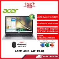 ACER-A315-24P-R4RQ-SVR-AMDRYZEN5-7520U,16GBR5,512GBSSD,AMDRADEON,15.6"FHD,W1164,H&S,2YRS