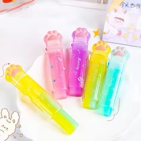 New Jelly Color Cat Paw Correction Rubber Retractable No Residue Cat Paw Eraser Portable Pencil Eras