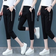 M-4XL Three Quarter Summer and Autumn 2024 New Capris Women's Black Large Size Thin Korean Casual Sp