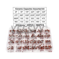 960pcs/300pcs Ceramic Capacitor Set 2pF-0.1uF Electronic Components Capacitor Assorted Kit Samples D