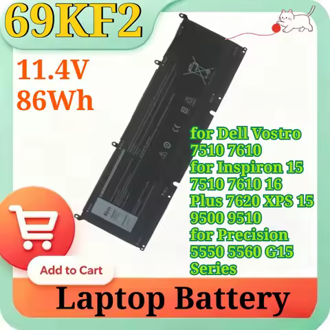 69KF2 8FCTC 11.4V 86/56Wh High Capacity Li-ion Replacement Laptop Battery for Dell Vostro 7510 7610 