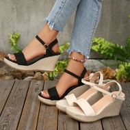 Women's Fashion Wedge Sandals - Summer Casual Outdoor Beach Shoe with Peep Toe Platform and High Hee