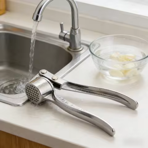 Zinc Alloy Manual Garlic Press Mincer Tool Ginger Crusher Easy Clean Garlic Paste Maker Essential Ki