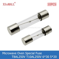 10pcs Microwave Oven Power Fuse T8al250v T10al250v 6*30mm 5*20mm Time-delay Glass Tube Fuse For Lg M