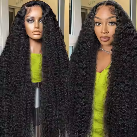 42 44 Inches Natural Black Bone deep wave Hair 200 Density 13x6 Hd Lace Frontal Wig 7x6 HD lace fron