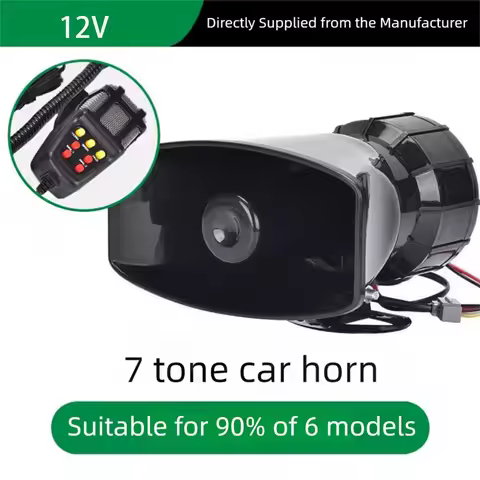 12V Motorcycle Truck Alarm Siren Loudspeaker 7-Sound Police Firemen Air Horn Megaphone 110DB Warning