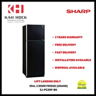 SJ-PG39P-BK 394L 2 DOOR REFRIGERATOR - 2 YEARS MANUFACTURER WARRANTY + FREE DEL