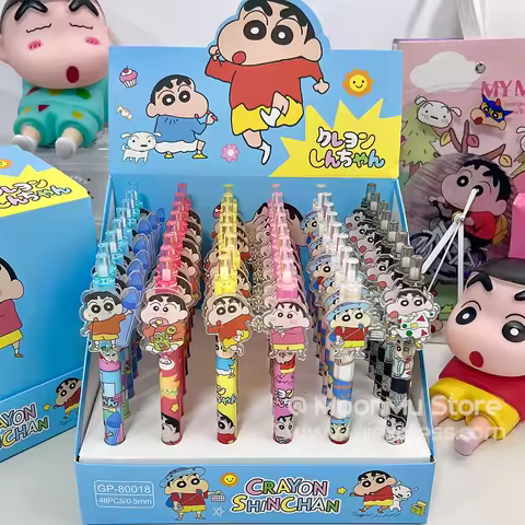 6/24Pcs Kawaii Crayon Shin-Chan Gel Pens Set Cute 0.5mm Black Pen Cartoon School Student Stationery 