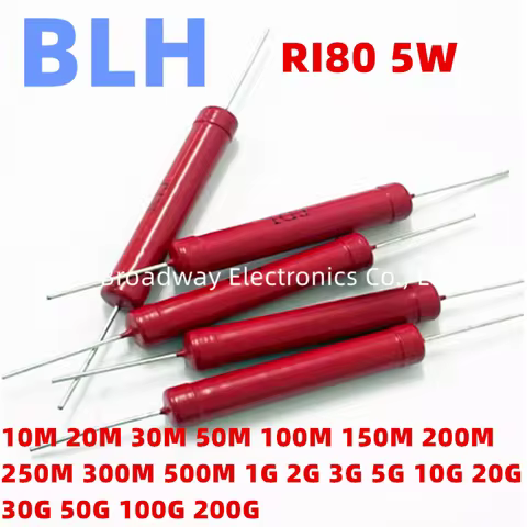 Non-inductive dahongpao resistance RI80 5W 10M 20M 30M 50M 100M 150M 200M 250M 300M 500M 1G 2G 3G 5G