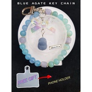 Tulip Crystal #Blue Agate DIY Key Chain #Unique Design