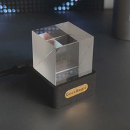 GeekMagic GIFTV Crystal Cube จอแสดงผลภาพโฮโลแกรมเดสก์ท็อปสถานีอากาศอัจฉริยะนาฬิกาดิจิตอลพร้อมอัลบั้ม