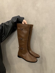 XIANNIWEI | Giày Boots cổ thấp màu nâu phong cách Cowboy cổ điển