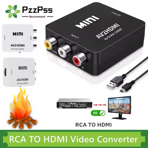 1080P RCA AV To HDMI-compatible Adapter Converter AV2HD Audio Video Cable CVBS AV Adapter with USB C