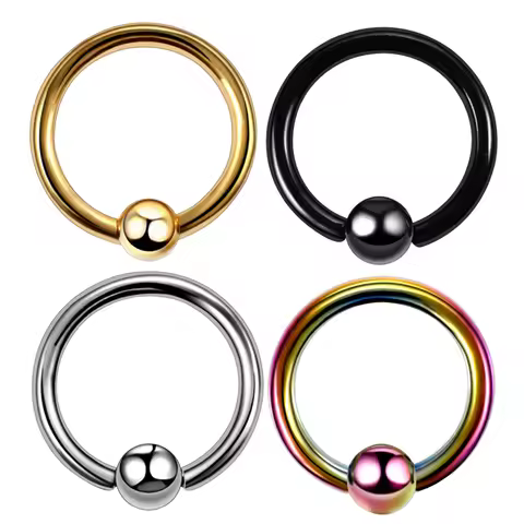 1PC G23 Titanium Colorful Ball Captive Bead Rings Nose Septum Hoops Ear Tragus Lip Rings Piercing Fo